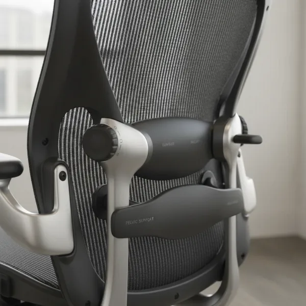 Haworth Zody backrest showcasing its patented Pelvic and Asymmetrical Lumbar (PAL) support system for scientific comfort