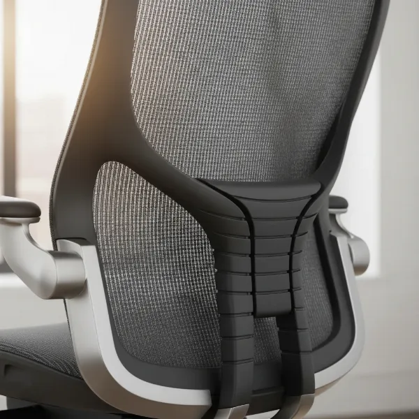 Vari Task Chair backrest demonstrating active lumbar support and twisting motion for spinal health.